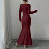 Women's Fashion Long Sleeve Fishtail Long Dress