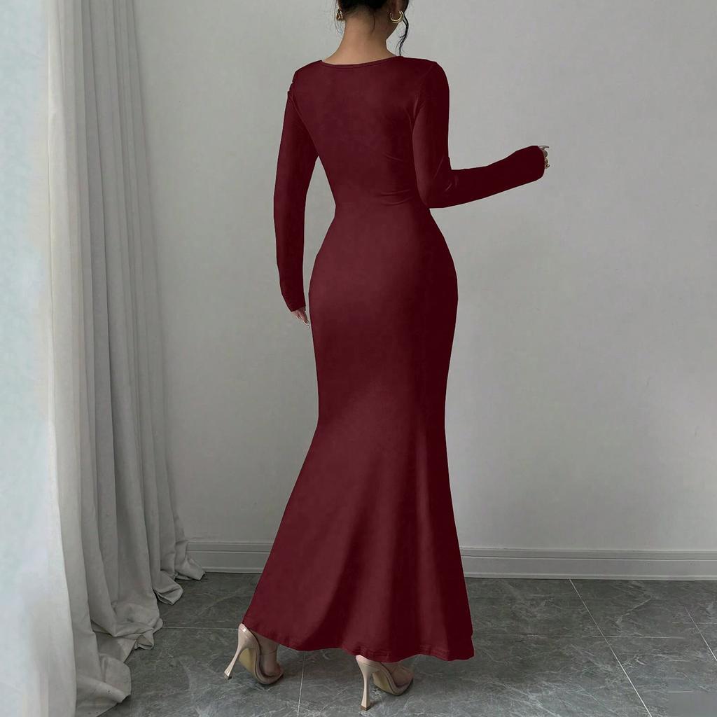 Women's Fashion Long Sleeve Fishtail Long Dress