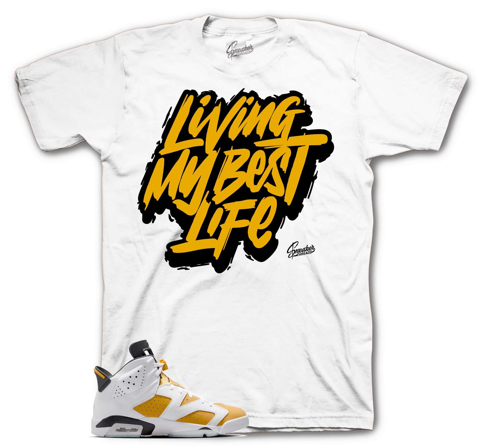 Living My Best Life Shirt - Retro 6 Yellow Ochre Sneaker Tee 4XL