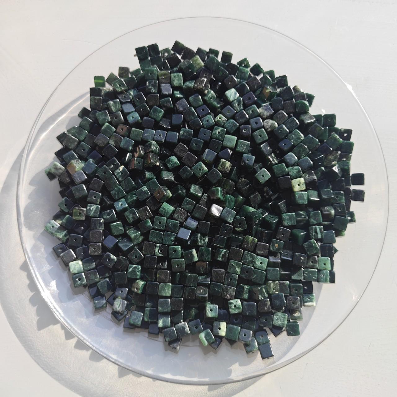 1pc 6mm Black Dark Green Jade Medicine King Stone Square Beads for DIY Bracelets/Necklaces