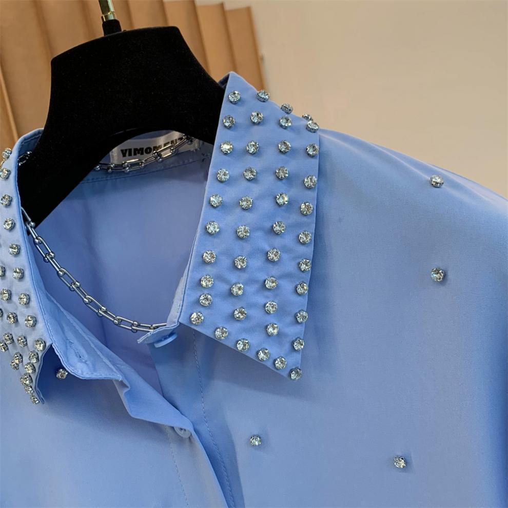 Camicia Larga Taglie Forti Manica a Pipistrello Strass Stile Hong Kong Primavera/Estate 2026