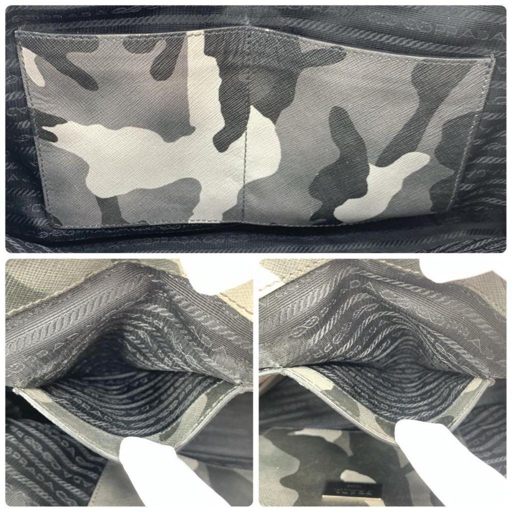 Prada Handbag Tote Bag 2-Way Shoulder Bag Crossbody Bag Silver Hardware Leather Genuine Leather Camo Camouflage
