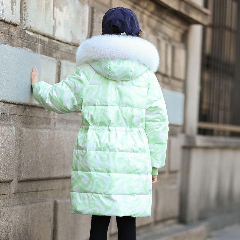 Teens Loose Down Jacket Fur Hooded Coat Winter Girls Thick Parkas Big Children Cold Weather Outerwear Teenager Casual Clothing