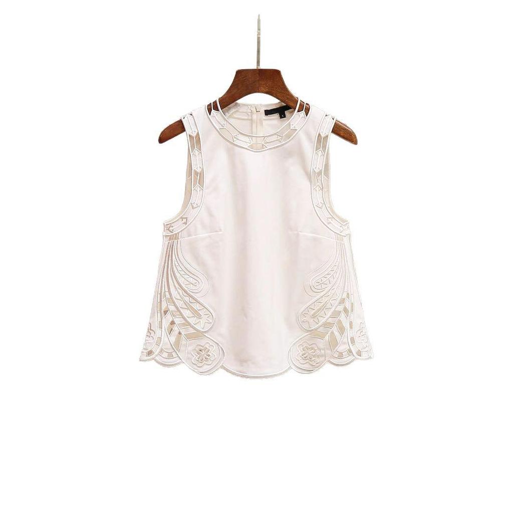 M's Chic French Minimalist Embroidered Vest Top & Casual Pants Set for Spring/Summer