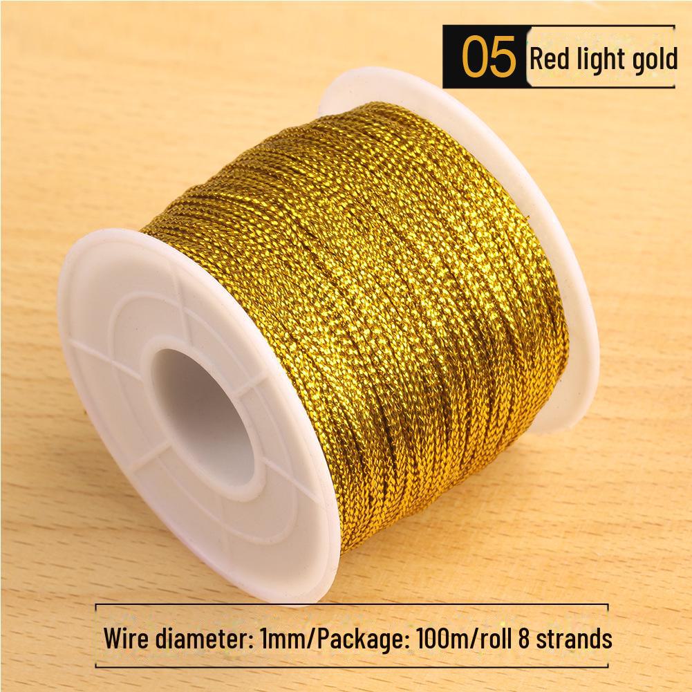 

Веревка для подарочной коробки из золотых и серебряных нитей, сотканная вручную, 8 прядей, неэластичная, 1 мм