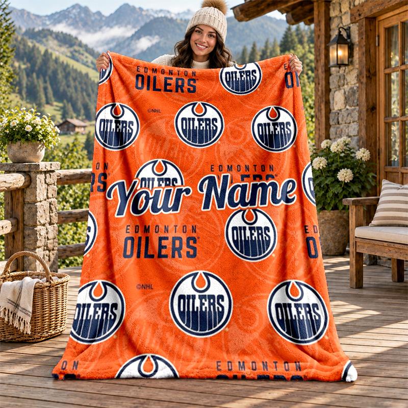 Edmonton Oilers Vlastní jméno Flanelová deka Personalizovaná měkká teplá plyšová přikrývka Přizpůsobený dárek pro rodinu přátele