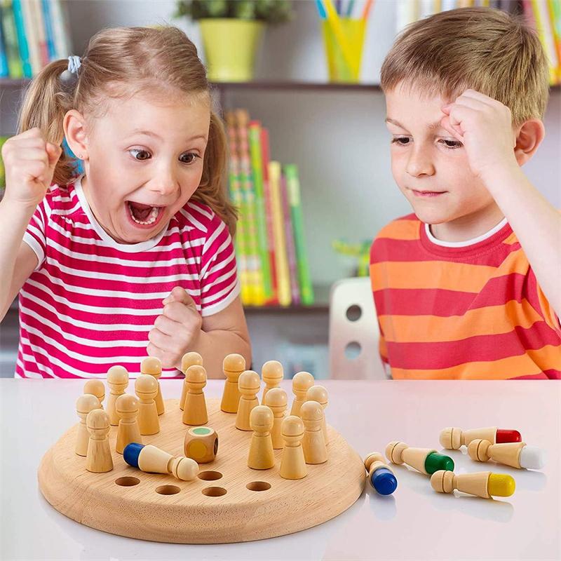 Wooden Memory Chess Board Game, Educational Toy For Kids Focus Training, Kids Matchstick Chess Color Cognitive Ability Toy