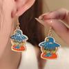 Creative Cartoon Leisure Vacation Oil Painting Wind Ear Hook Mengqu Niche Design Color Wind Earrings Fashion Earrings