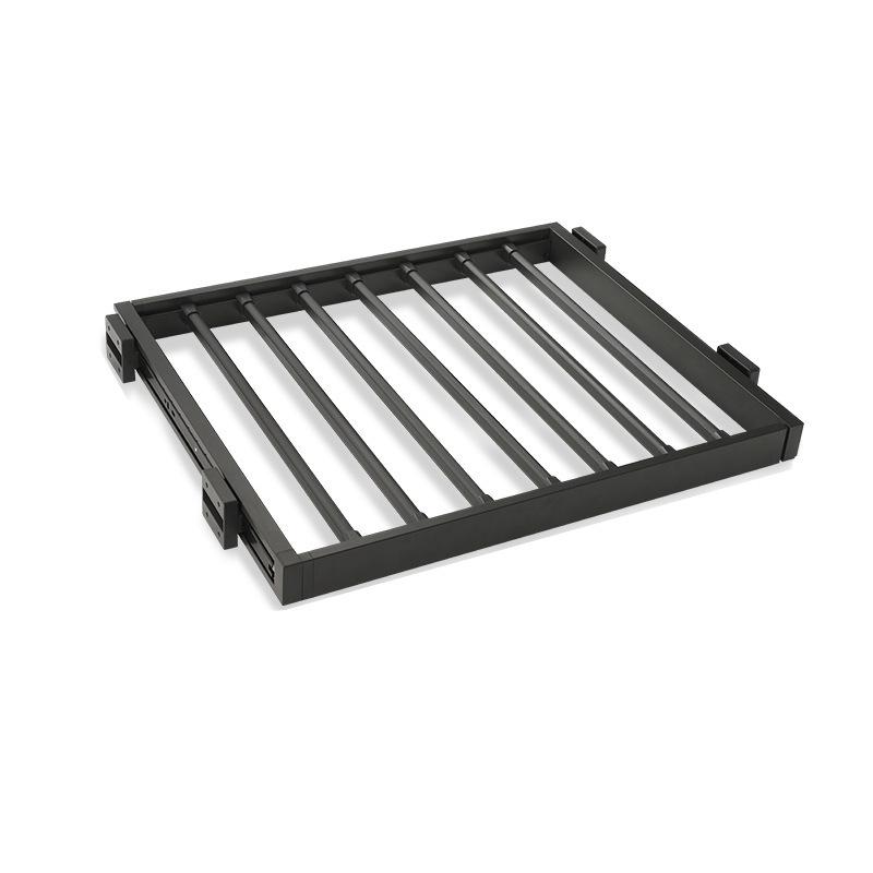 Retractable Balcony Clothes Rack with Overhead Hanging Rod and Built-in Storage