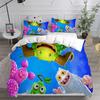 Anime My Singing Monsters Joc video Set de lenjerie de pat cu desene animate Set de lenjerie de pat cu două paturi, complet Queen, King Size, Adult, Copii, Dormitor, Cadou