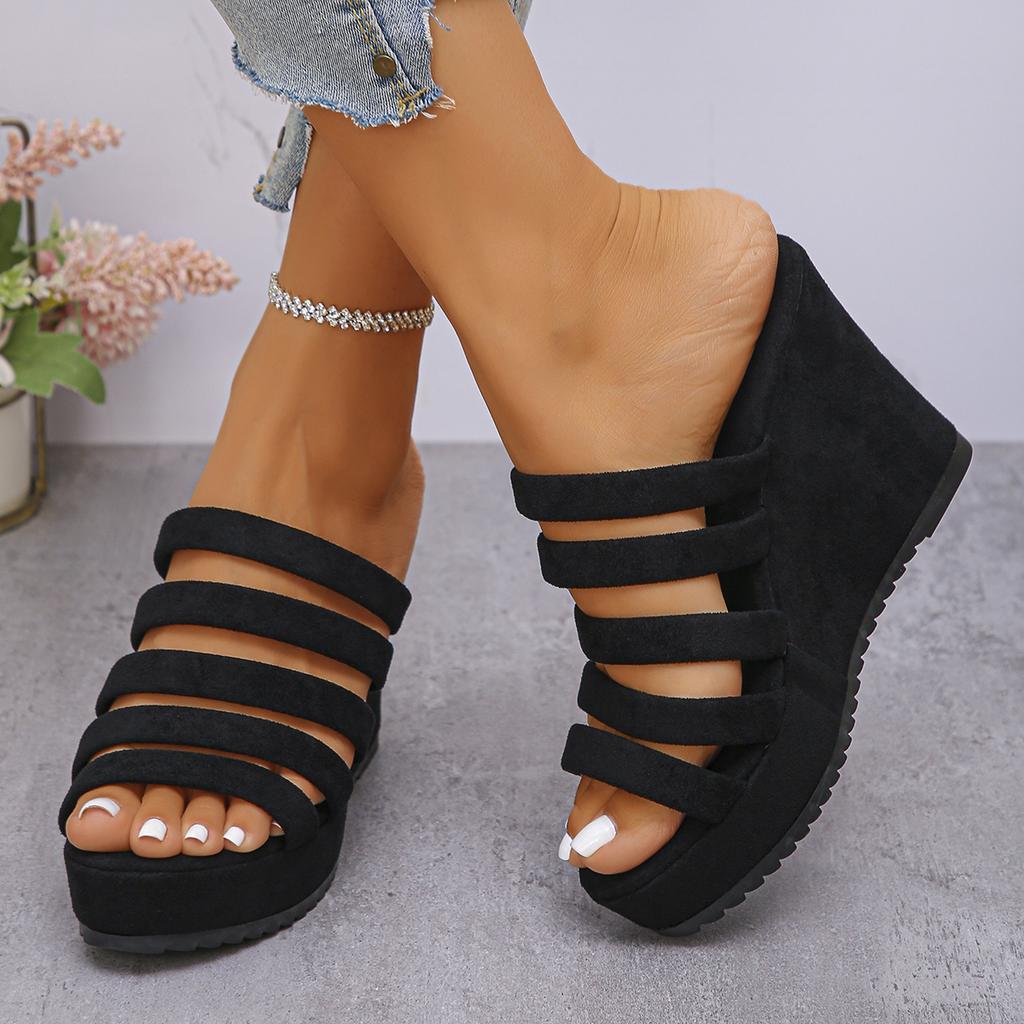 Fashion New Fashion Gold Wedge Sandals for Women Summer Braided Strap Chunky Platform Sandles Woman Thick Bottom Non Slip Beach Slippers