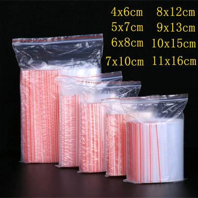 100 Stück/Packung Dicke 0,05 mm Kleine Plastiktüten Wiederverschließbare transparente Tasche Schuhbeutel Vakuum-Aufbewahrungstasche Poly Clear Bags Mylar-Tasche