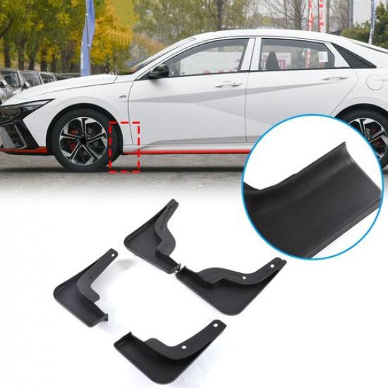 Black Front & Rear Mud Flaps Splash Guards Mudguard For Hyundai Elantra 21-23
