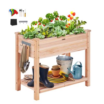 Raised Garden Bed, 33.9 X 18.1 X 30 Inch Wooden Planter Box, Elevated Outdoor Planting Boxes with Legs
