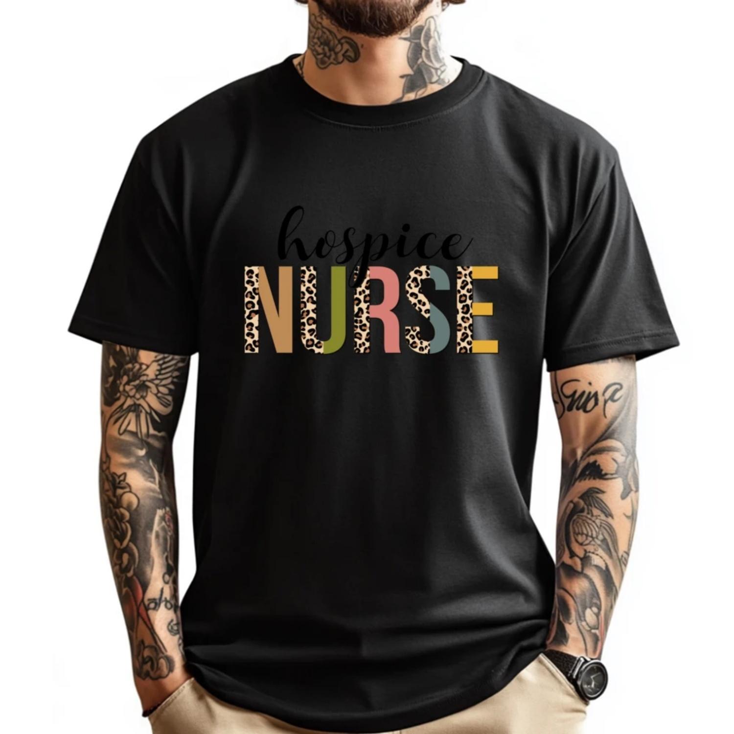 

Nursingleopard Hospice Nurse Print For Nursing Student Graphic Tees Female Short Sleeve Tee Illustration S чёрный