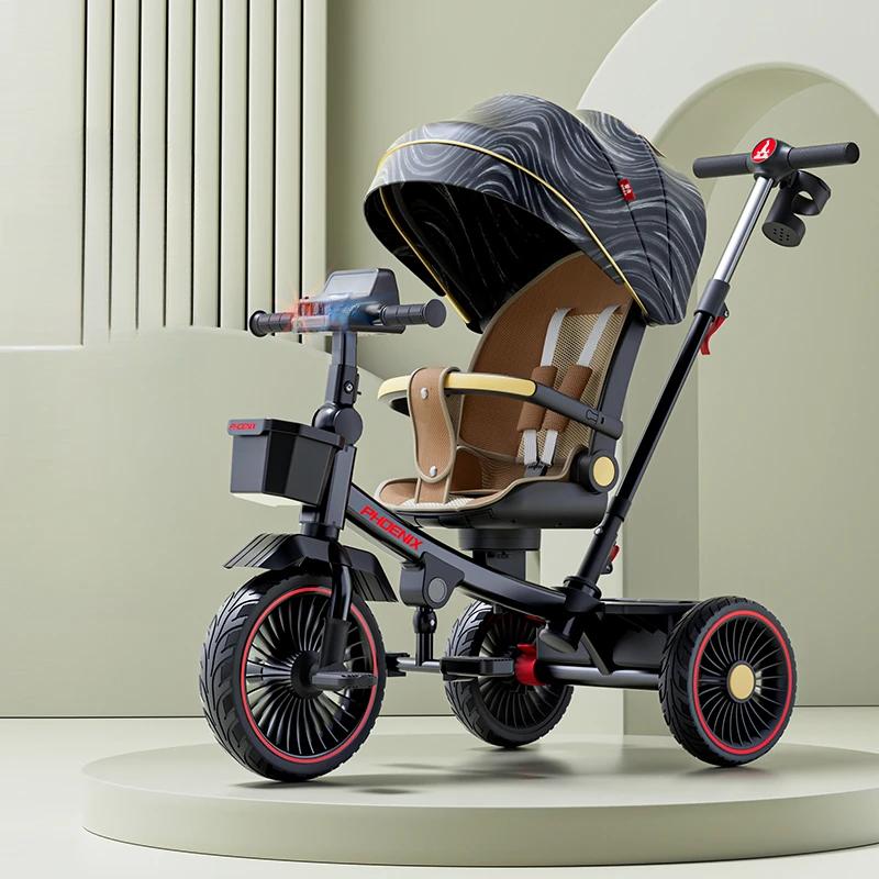 Pushable And Rideable Children'S Tricycle Multifunctional Stroller Lightweight Travel Pram Children'S Riding
