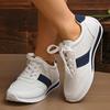 Fashion Women's Contrast Color Platform Sneakers Fashion Non Slip Lace Up Sports Shoes for Women Plus Size Lightweight Casual Sneakers