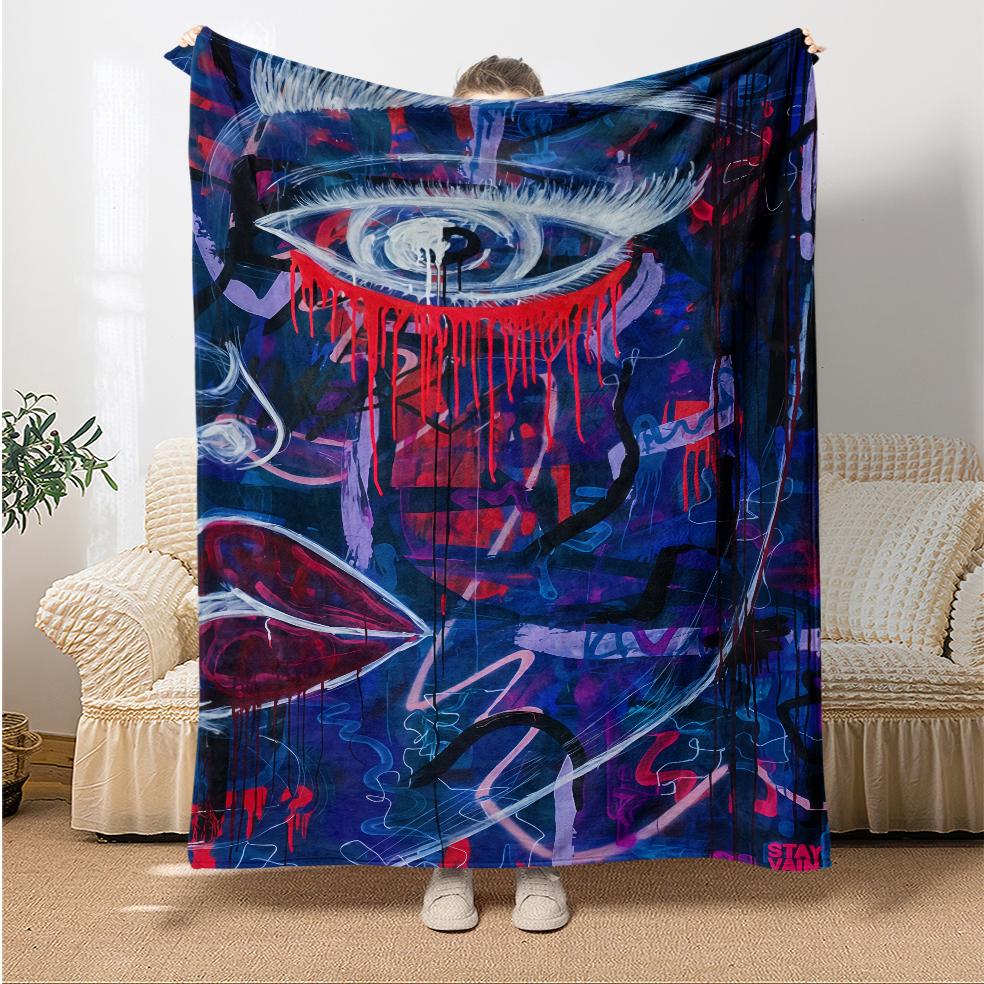 The Eye of The Demon Flannel Thin Blanket Soft Warm Blanket for Bedroom Living Room Bed Travel Camping Picnic Gift Customizable
