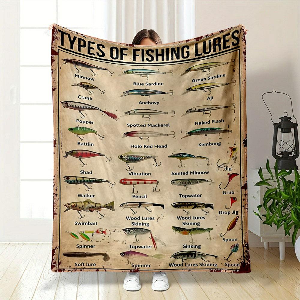 Fishing Lure Guide Blanket bedroom Blanket for Livingroom Couch lunch break Soft throw for Friend's festival Gift