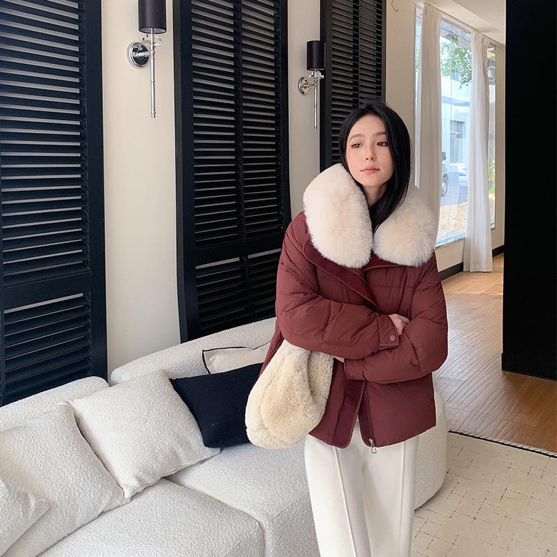 New down cotton-padded clothes women's short woolen splicing thin cotton-padded clothes jacket winter thickened warm cotton-padded jacket tide