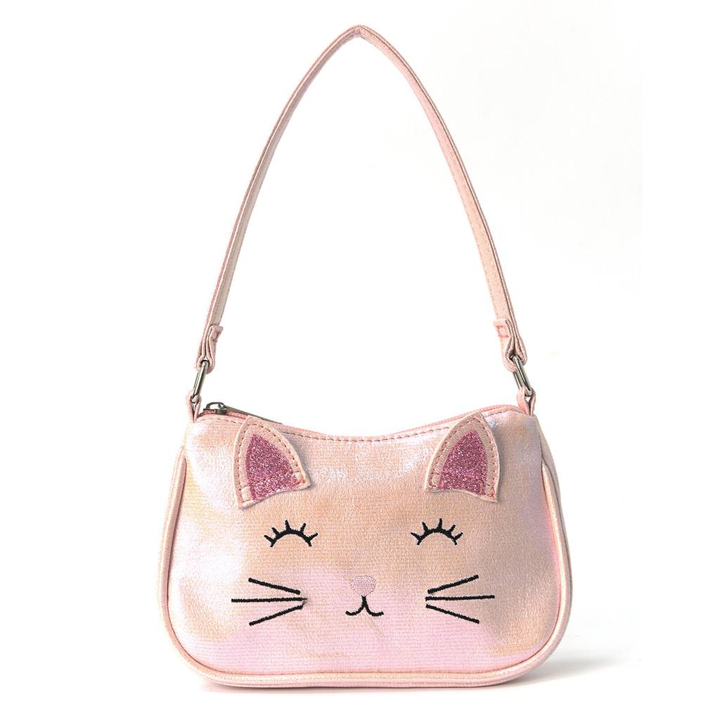 Kids Girl Mini Cat Embroidery Handbag With Waterproof Pu Material For Kindergarten And Daily Use