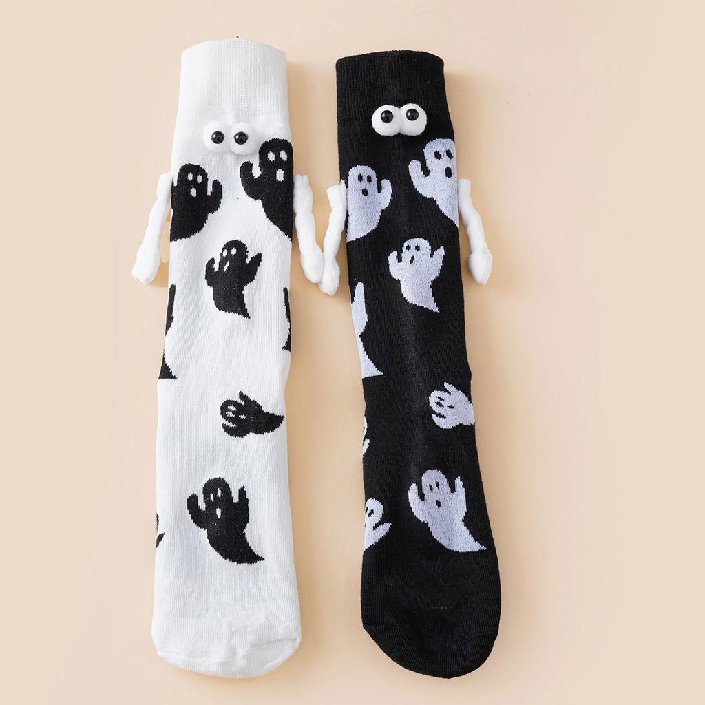 Interactive Halloween Friendship Socks Magnetic Closure Design Neutral Style Soft Polyester Costume Socks
