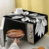 Black Leaves Oven Dust Cover Retro Polyester Microwave Dust Cover Machine Protector for Home Kitchen Appliance Decorations