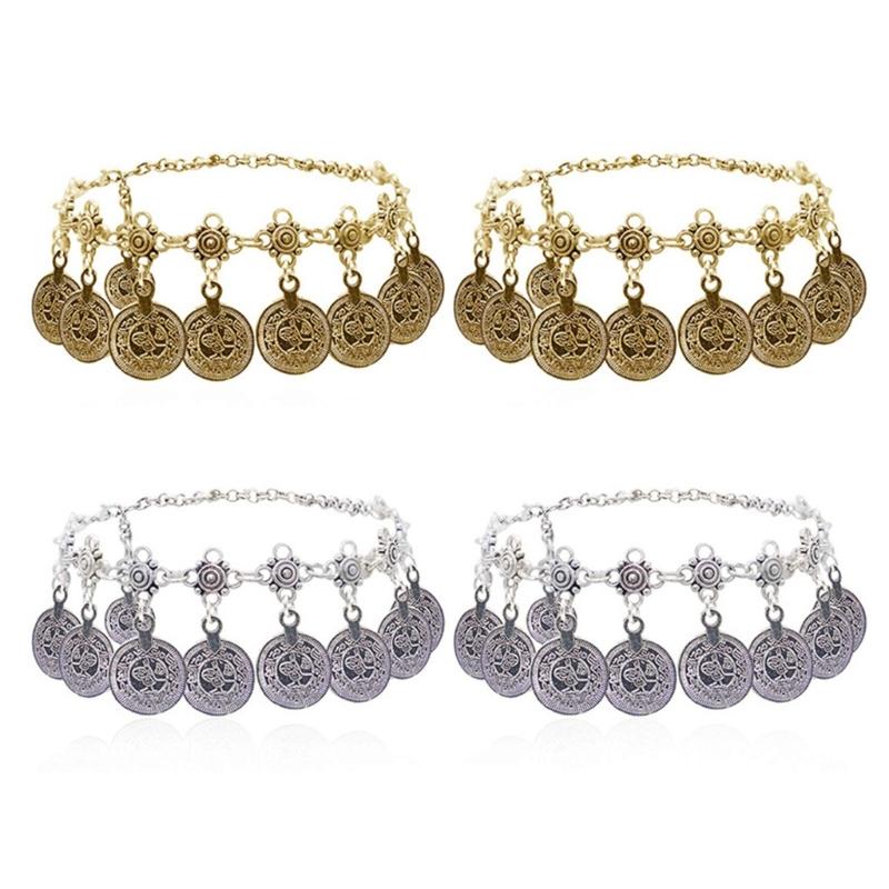 Vintage Bohemian Gypsy Coin Tassels Anklet Chain Retro Bracelet for Women Beach Party Stylish Barefoot Sandals Jewelry
