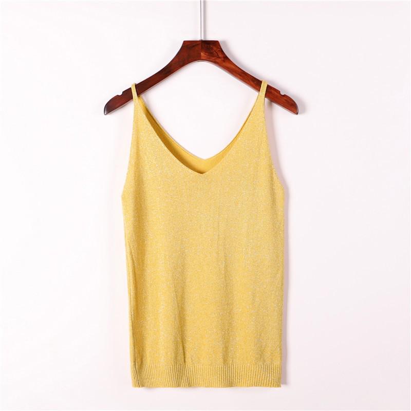 Glänzendes Pailletten-Strick-Camisole-Westen-Top für Damen