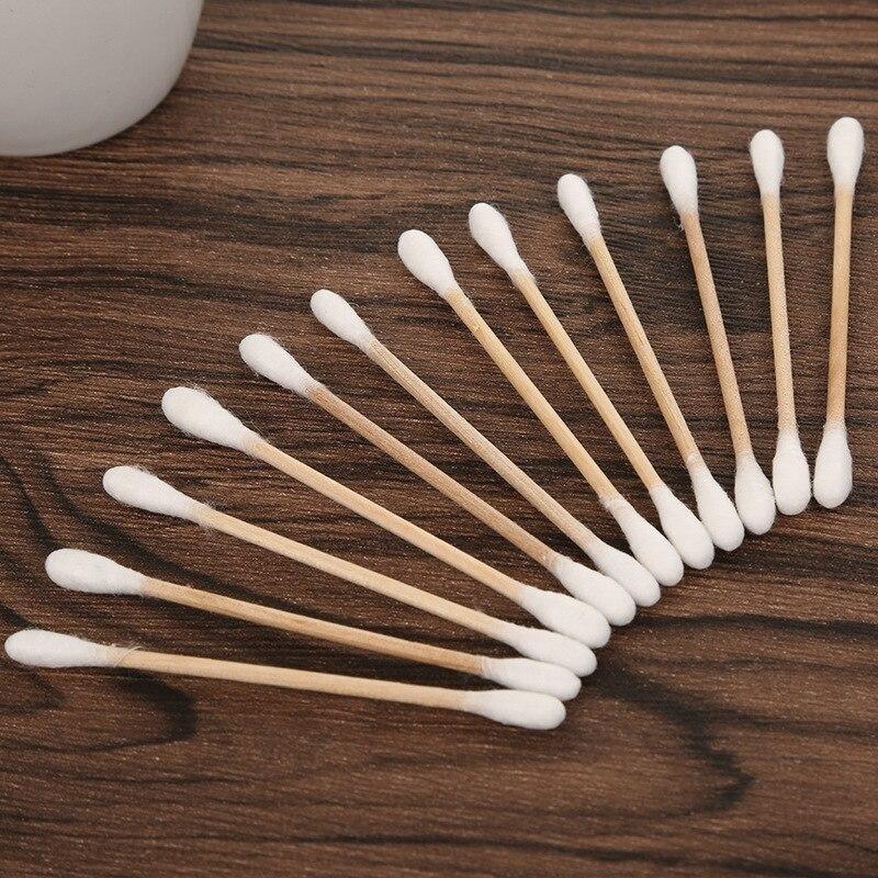 100Pcs Baby Cotton Swabs Natural Cotton Buds Makeup First Aid Cleaning Nose Ear Sticks Biodegradable Chlorine-Free
