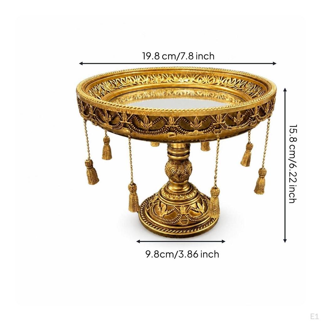 Mirrored Tray with Pedestal Toned Tassels VintageStyle Display Riser for