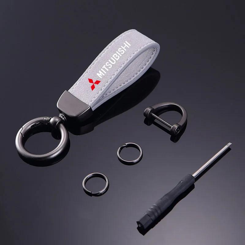 Metal Car Keychain Ring Key Fob Holder for Mitsubishi Ralliart Lancer ASX Outlander Pajero Accessories