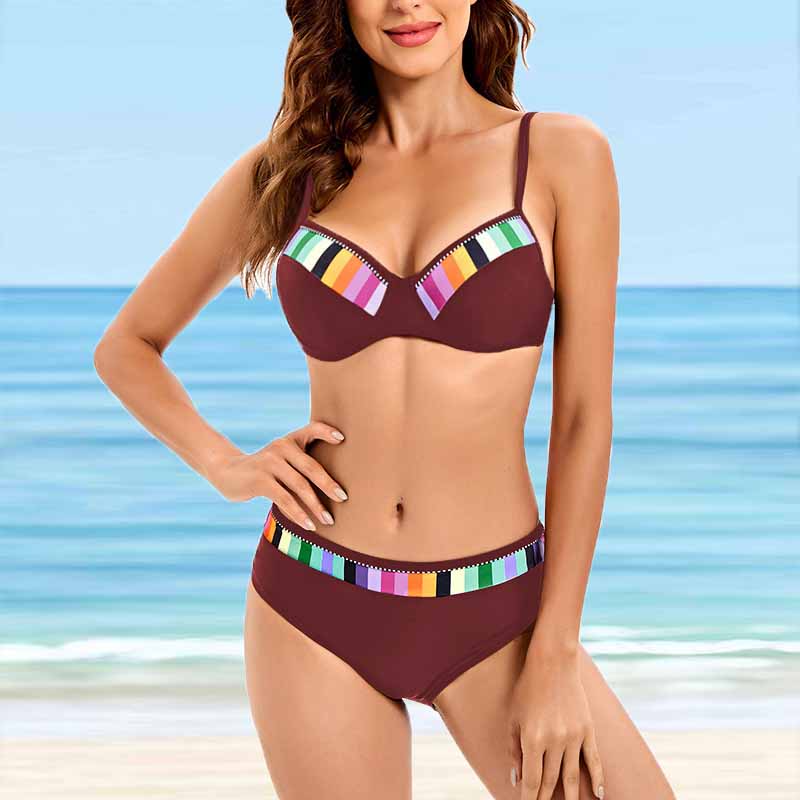 

Женские купальники Танкини 2 шт. Купальник Синий Радужный принт Отпускные купальные костюмы 5XL винный