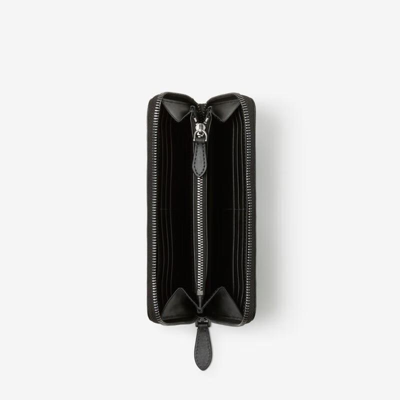 Burberry Checkered Leather Full-Zip Long Wallet