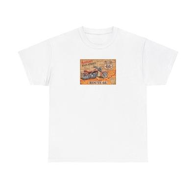Route 66 Amerikas Hauptstraße, Motorrad 5000 Unisex Schweres Baumwoll-T-Shirt Tops Tee