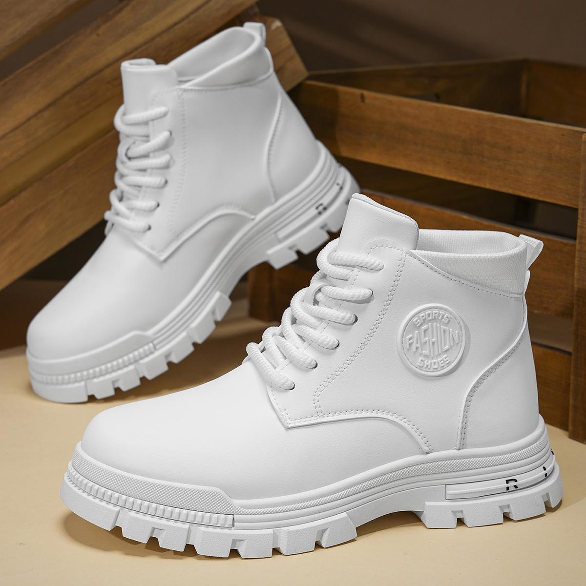 Men`s Fashionable All-Season White Motorcycle Boots