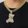 Hip Hop Aggressive Bear Pendant Iced Out Rhinestones Necklace for Men Women Accessories Iced Out