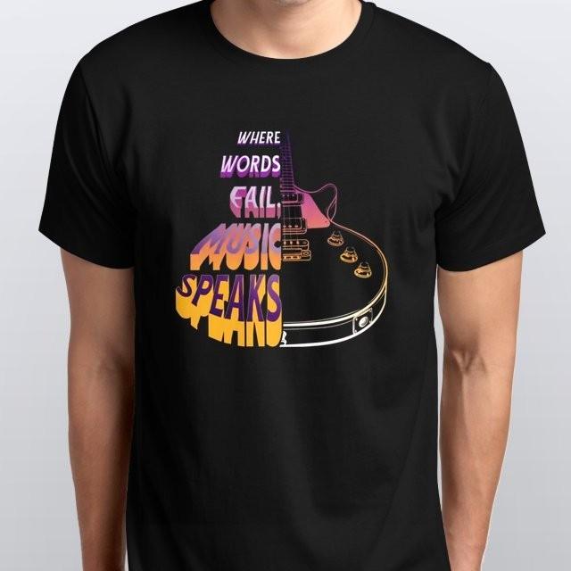 Where Words Fail Music Speaks Guitar T-SHIRT colours Black XXXL