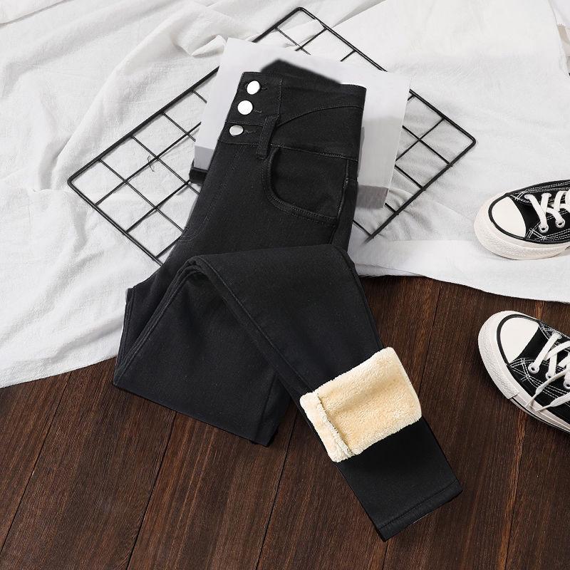 

Women s High-Waisted Fleece-Lined Slimming Pencil Jeans for Autumn/Winter 2025 25 (70-80 lbs)