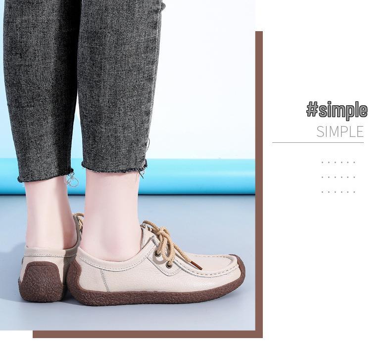 Dámské nadměrné jarní/podzimní šněrovací mokasíny - Pohodlná plochá podrážka, pracovní boty pro maminky