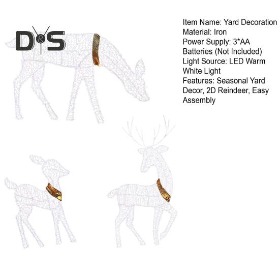 LED-Rentier-Weihnachtsdekoration, Eisenrahmen, Beleuchtung, Hirsch-Ornament, Rentier-Statuen für drinnen und draußen, für Garten, Rasen, Hof, Dekor