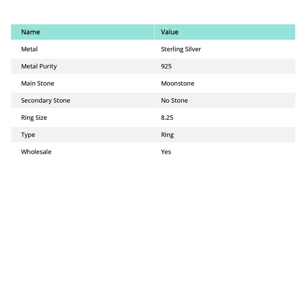 Natürlicher Regenbogen Mondstein Handarbeit 925 Sterling Silber Ring Größe 8,25 w1V67