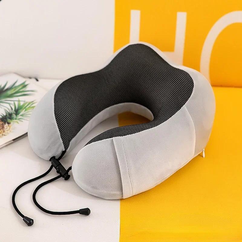 Almohadas de espuma con memoria en forma de U para el cuello, almohada de viaje suave, almohada de masaje para el cuello, almohada de avión para dormir, ropa de cama para el cuidado de la salud Cervical