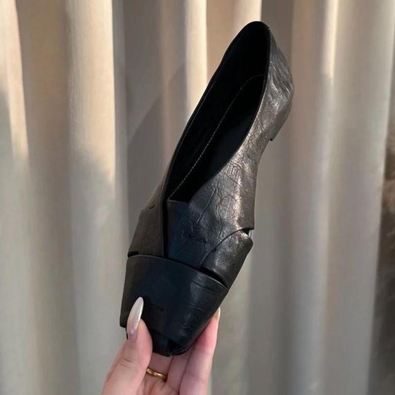

Модные лоферы Женские балетки с неглубоким квадратным носком Дизайнерская обувь Модные удобные сандалии Осень 2025 Новый тренд Платье Zapatillas De Mujer 40 чёрный
