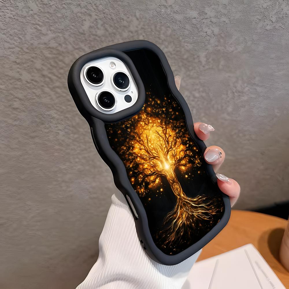 World Life Tree Mobile Phone Case for iPhone 17 16 15 14 13 12 11 Air Pro Max Plus Wavy Edge TPU Colorful Cover Luxury Cover