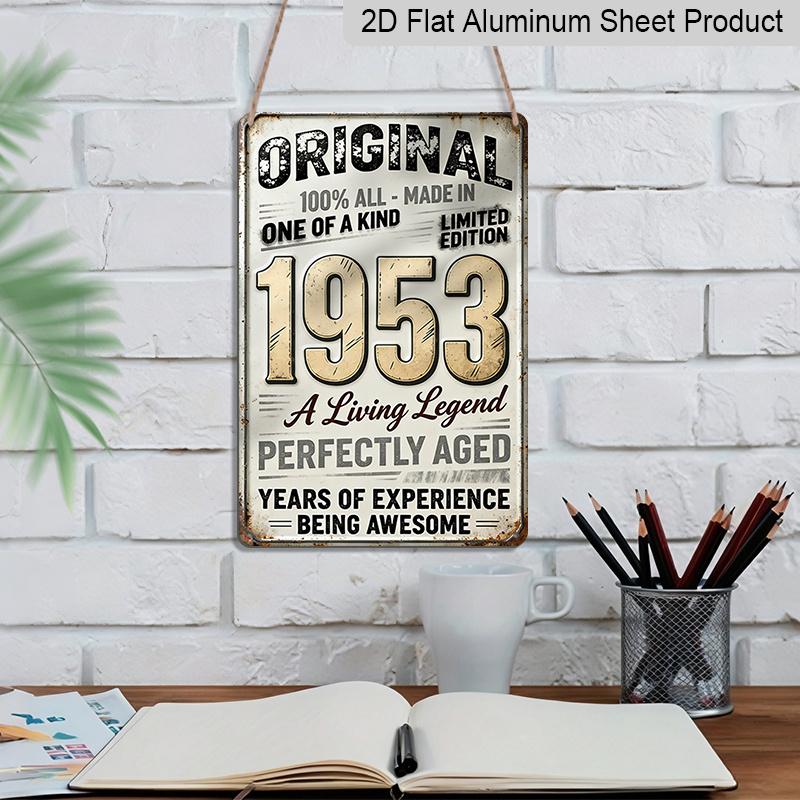 2D Flaches Vintage Metall Aluminium Dekoratives Schild (8'' X 12''), Hergestellt 1953, Perfekt gereift, Original Retro Wandkunst, Lebende Legende Heimdekoration für