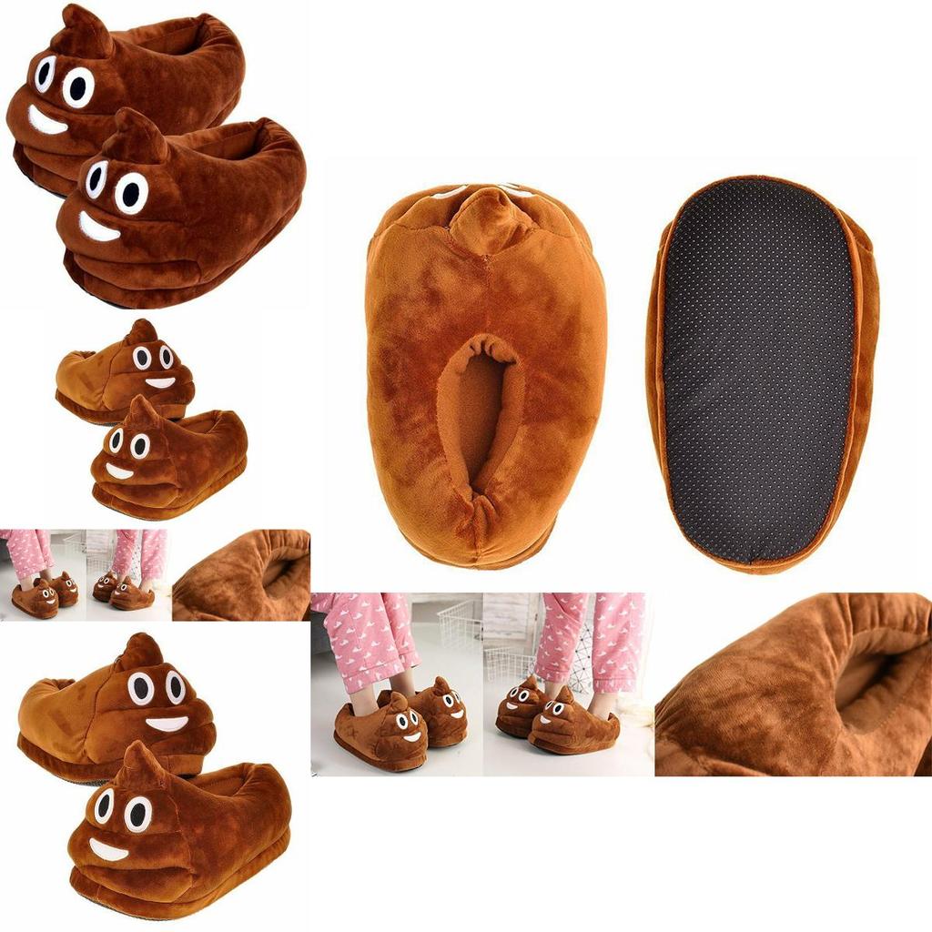 Super Soft Unisex Poop Emoji Plush Slippers For Home Indoor Comfort