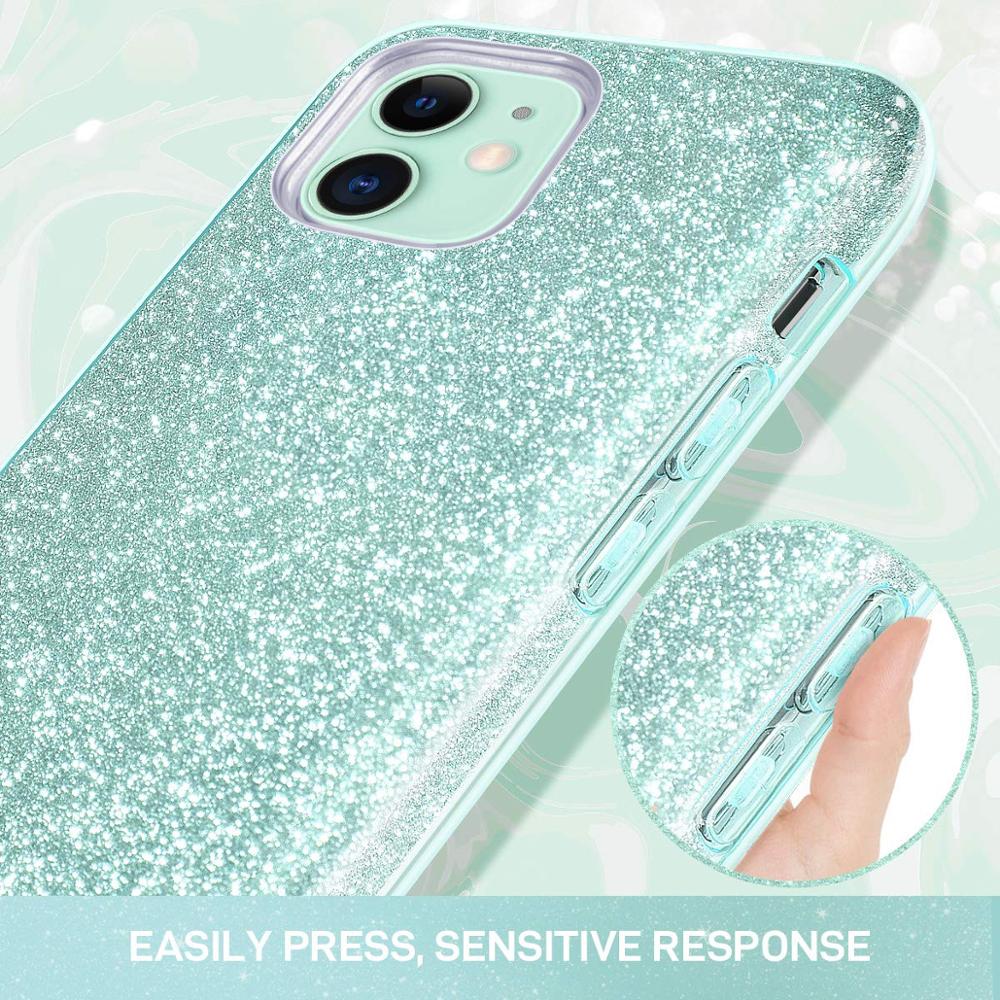 Buy Glitter Phone Case For Iphone 11 Pro Max 12 Mini X Xr Xs 8 Plus 7 Se 6 6s Iphone11 Bling Sparkly Luxury Shiny Hybrid Cover Mint Green Accessories At