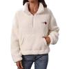Warmes flauschiges Damen-Fleece-Oversize-Sweatshirt Winter Sherpa Pullover Langarm Viertelreißverschluss mit Tasche Bequem Lässig