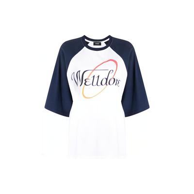 FW23 Letter Print Short Sleeve Raglan T-Shirt Women T-Shirts Navy-Blue WD-TT3-22-906-U-NV